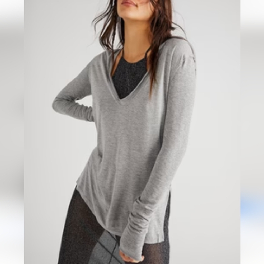 Free People We The Free Fresh & Clean Top in Heather Grey Size Small